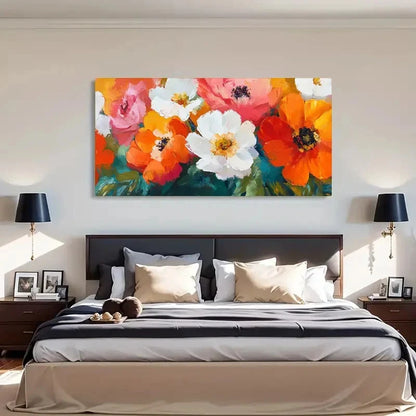 Colorful Blossoms Soft Abstract Wall Art Canvas Office Home Room Framed 120x60cm - Bella Home Decor