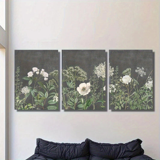 3pcs Rustic Pine Vintage Garden Floral Metal Print Ready to Hang Art