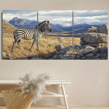 3pcs Mountain Zebra Wall Art Set Canvas Framed 60x90cm - High Quality Print 100% Australian Made Wall Canvas Ready to Hang