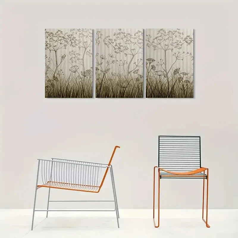 3pcs Modern Abstract Floral Nature Metal Print Ready to Hang Art