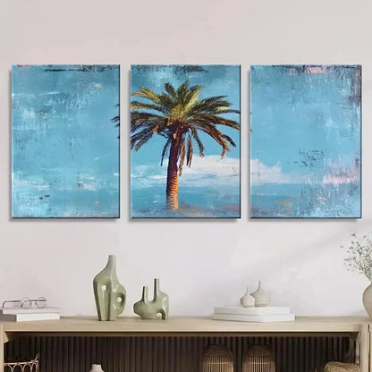 3pcs Modern Abstract Palm Tree Wall Art Set Canvas Framed 60x90cm - High Quality Print 100% Australian Made Wall Canvas Ready to Hang