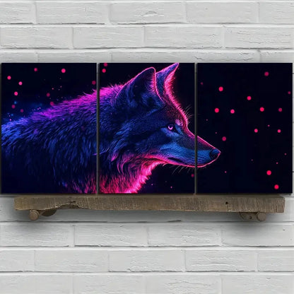 3pcs Chic Coyote Stunning Purple Themed Metal Print Ready to Hang Art - Bella Home Decor