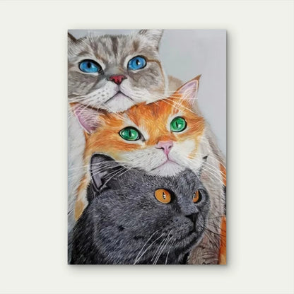 Cute Cat Trio  60x90cm Metal Print Ready to Hang