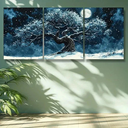 3pcs The Cold Tree Old Wall Art Set Canvas Unframed - High Quality Print 100% Australian Made Wall Canvas