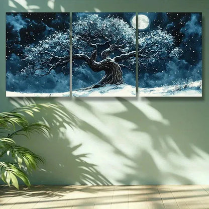 3pcs The Cold Tree Old Wall Art Set Canvas Unframed - High Quality Print 100% Australian Made Wall Canvas