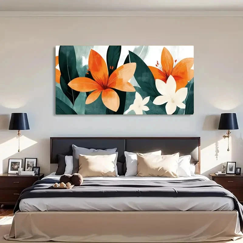 Vibrant Orange Tropical Perfect Wall Art Canvas Office Home Room Framed 120x60cm - Bella Home Decor