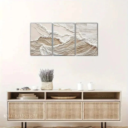 3pcs Artistic Display Off- White wall art Metal Print Ready to Hang Art - Bella Home Decor