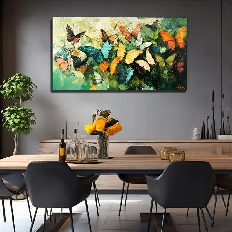 Romantic Butterfly Vibrant Wall Art Canvas Office Home Room Framed 120x60cm