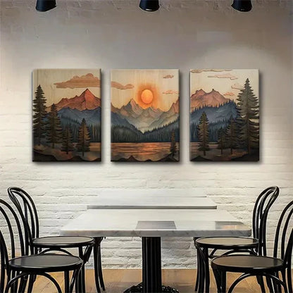 3pcs Mountain Sunset Classic Wall Art Canvas Unframed – High Quality Print 100% Australian Made Wall Canvas