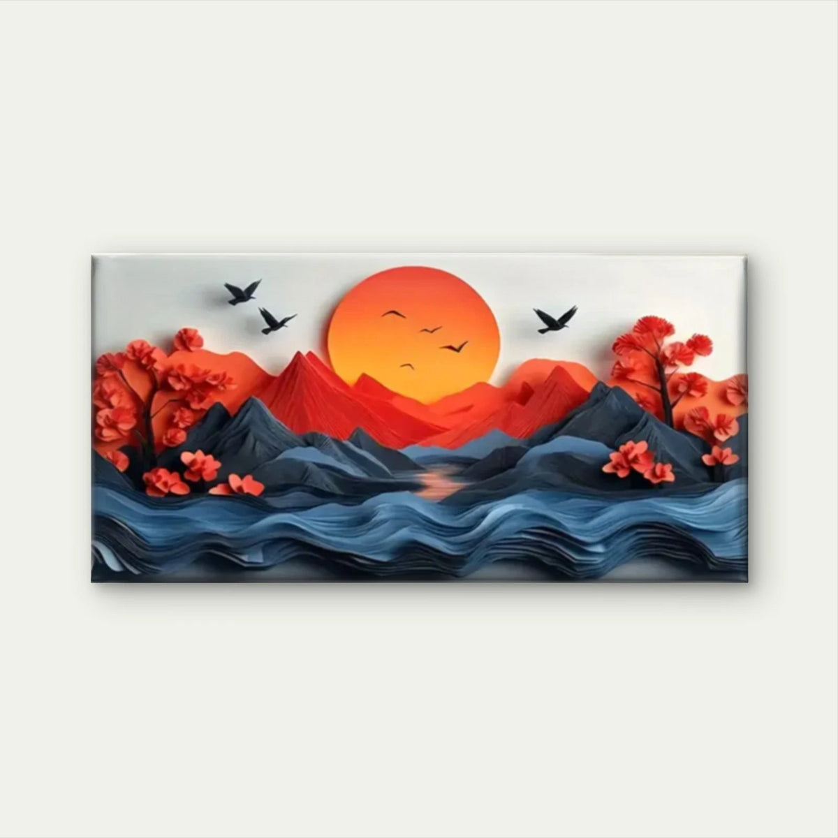 Birds Flying Over Mountains Wall Art Canvas Office Home Room Framed 120x60cm