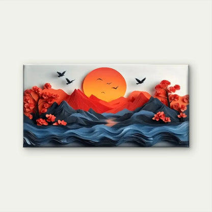 Birds Flying Over Mountains Wall Art Canvas Office Home Room Framed 120x60cm