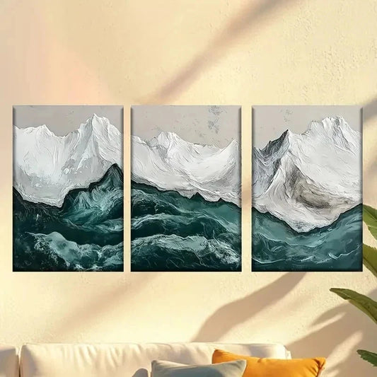 3pcs Painting of Mountains and Water Wall Art Set Canvas Framed 60x90cm - High Quality Print 100% Australian Made Wall Canvas Ready to Hang