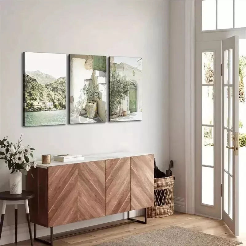 3pcs Minimalist Italian Cityscape Wall Art Set Canvas Framed 50x70cm - High Quality Print 100% Australian Made Wall Canvas Ready to Hang - Bella Home Decor