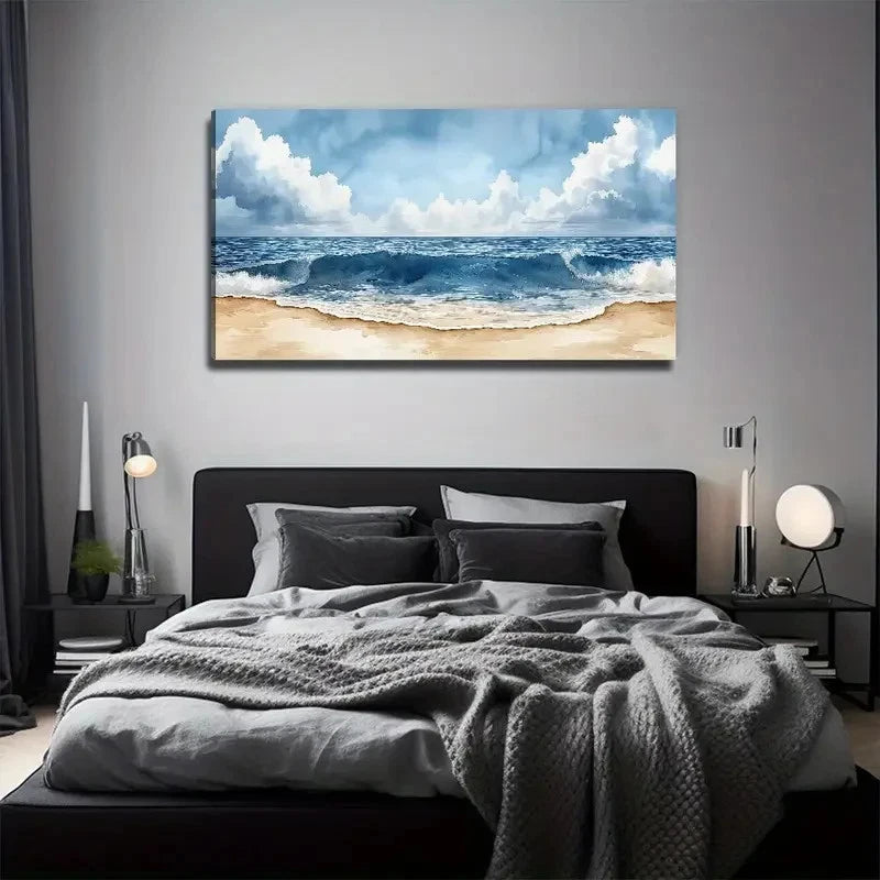 Beach Sunset Modern Wall Art Canvas Office Home Room Framed 120x60cm
