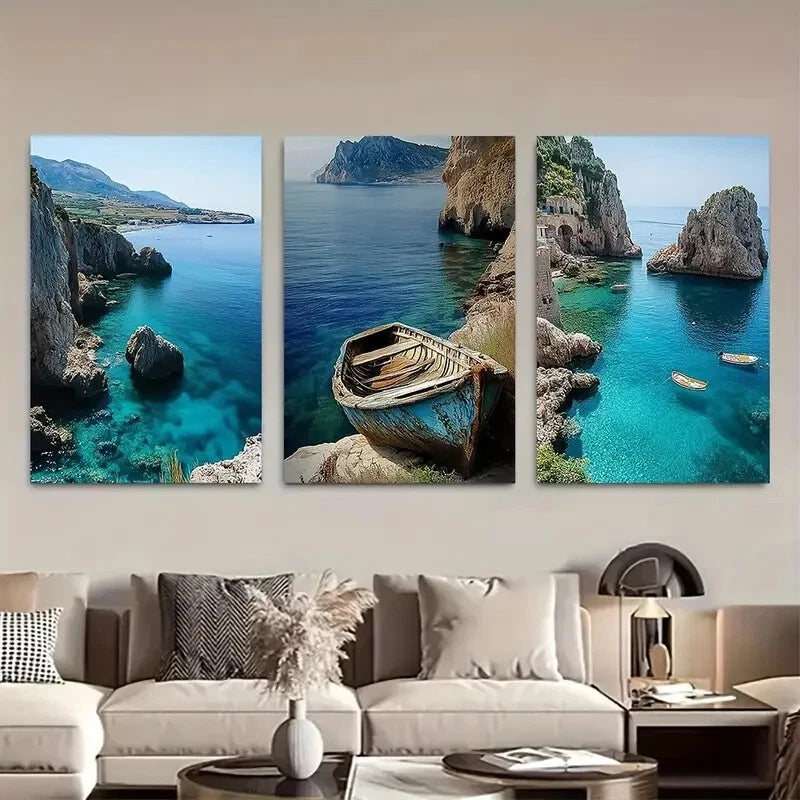 3pcs Scenic Italian Nature Landscapes Metal Print Ready to Hang Art - Bella Home Decor