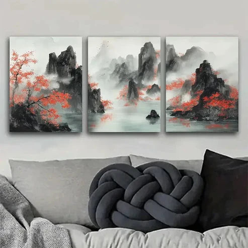 3pcs Abstract Purple Modern Fluid Swirl Wall Art Set Canvas Unframed - High Quality Print 100% Australian Made Wall Canvas - Bella Home Decor