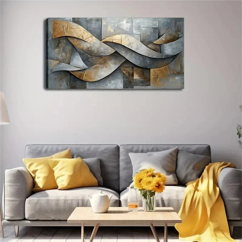 Minimalist Modern Geometric Wall Art Canvas Office Home Room Framed 120x60cm - Bella Home Decor
