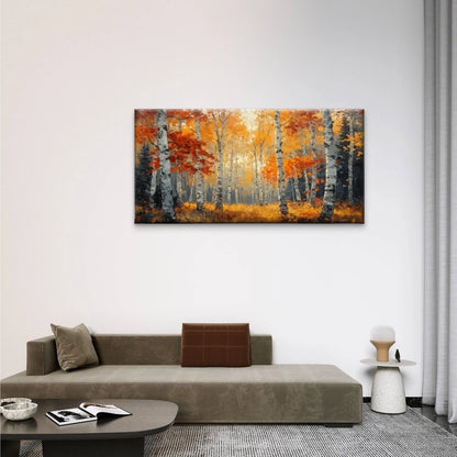 Forest Yellow Leaves Autumn Wall Art Canvas Office Home Room Framed 120x60cm