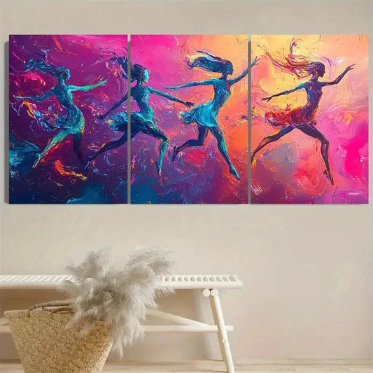 3pcs Abstract Dancer Elegant Blue & Pink Wall Art Set Canvas Framed 40x60cm - High Quality Print 100% Australian Made Wall Canvas Ready to Hang
