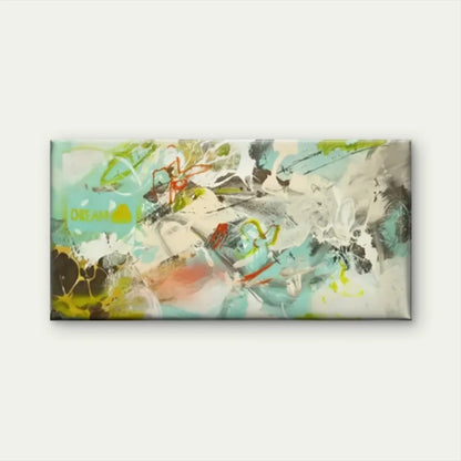 Big Green Yellow Paint Abstract Wall Art Canvas Office Home Room Framed 120x60cm