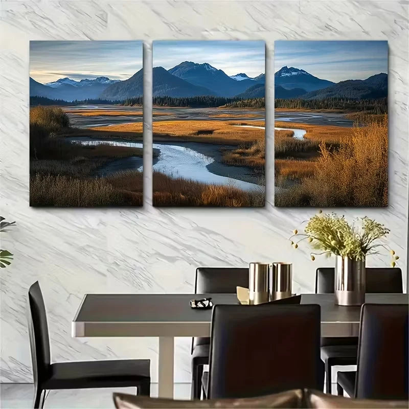 3pcs Copper River Delta Metal Print Ready to Hang Art - Bella Home Decor