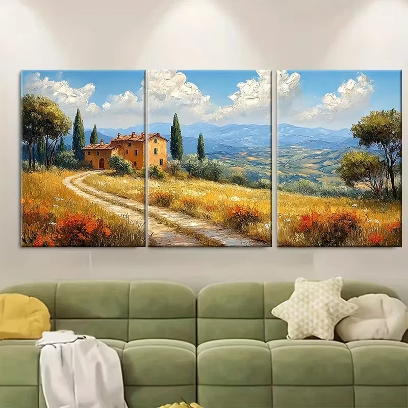 3pcs Italy Landscape Naive Style Metal Print Ready to Hang Art