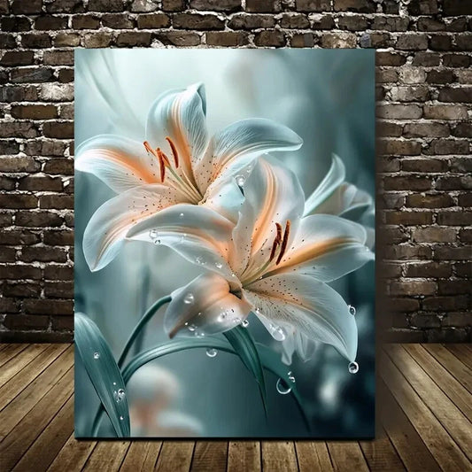 Beautiful Lilies Suitable Painting 40x60cm Metal Print Ready to Hang - Bella Home Decor