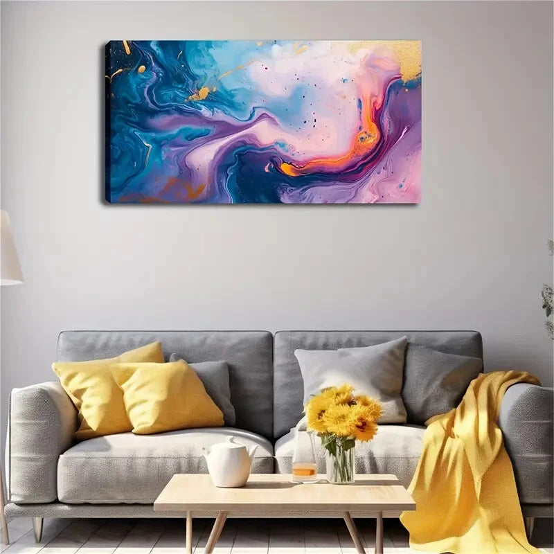 Dreamy Scene Golden Accent Wall Art Canvas Office Home Room Framed 120x60cm - Bella Home Decor