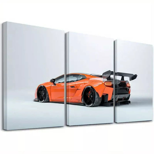 3pcs Modern Minimalist Sleek Retro Sports Car Art Set Canvas Framed 50x70cm - High Quality Print 100% Australian Made Wall Canvas Ready to Hang