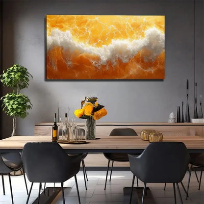 Golden Wave Modern Bohemian Wall Art Canvas Office Home Room Framed 120x60cm