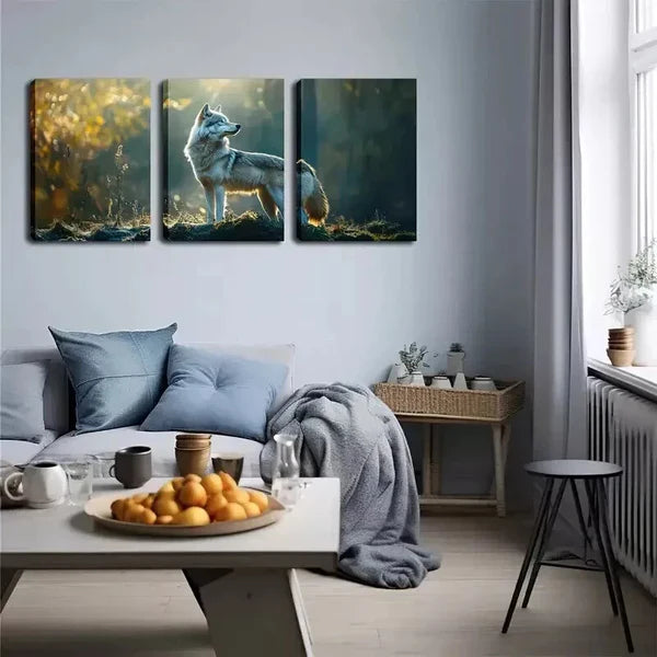 3pcs A Lone Wolf, New Launch Wall Art Set Canvas Framed 60x90cm - High Quality Print 100% Australian Made Wall Canvas Ready to Hang - Bella Home Decor