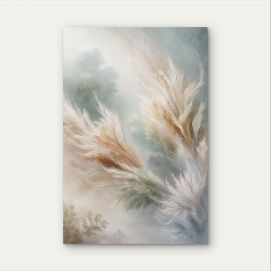 Soft Botanical and Feather Neutral Minimalist 40x60cm Metal Print Ready to Hang