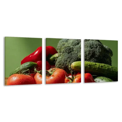 3pcs Vegetable Broccoli, Cucumber, Tomato   Wall Art Set Canvas Framed 40x60cm - High Quality Print 100% Australian Made Wall Canvas Ready to Hang - Bella Home Decor