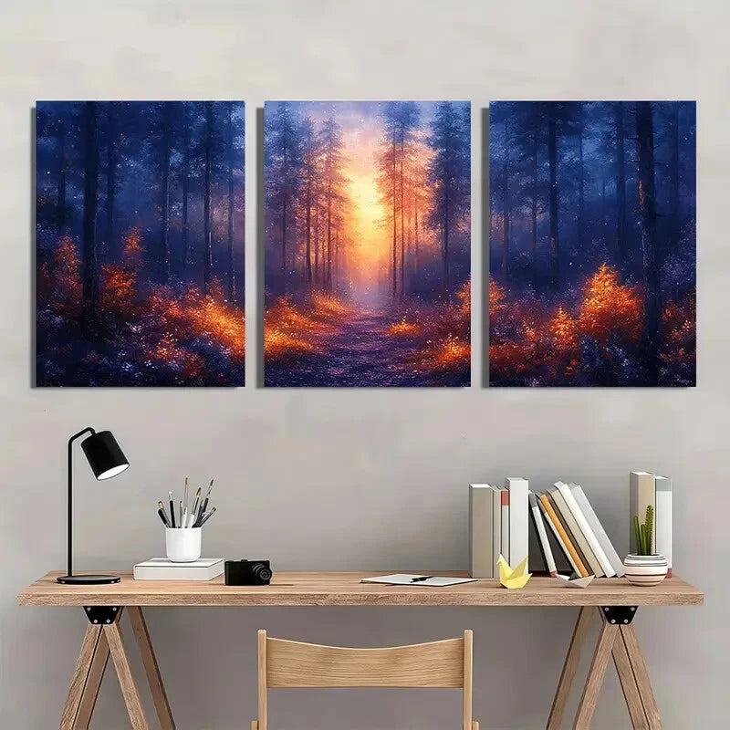 3pcs Magical Fantasy Land unlit Pathway through Metal Print Ready to Hang Art - Bella Home Decor