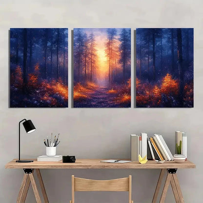 3pcs Magical Fantasy Land unlit Pathway through Metal Print Ready to Hang Art - Bella Home Decor