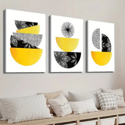 3pcs Modern Geometric Shapes Wall Art Set Canvas Unframed - High Quality Print 100% Australian Made Wall Canvas