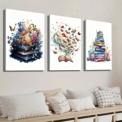 3pcs Painting of Flowers And Butterflies Wall Art Set Canvas Unframed - High Quality Print 100% Australian Made Wall Canvas