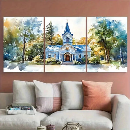 3pcs Venue Portrait Wedding Church Metal Print Ready to Hang Art - Bella Home Decor