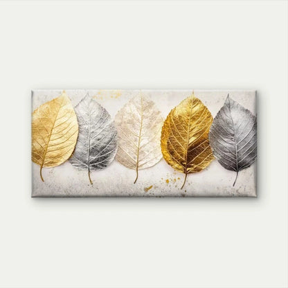 Leaves Wall Art, Golden Wall Art Canvas Office Home Room Framed 120x60cm