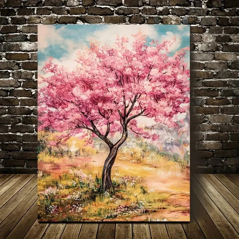 Beautiful Vibrant Peach Tree Forest with Lush Foliage 40x60cm Metal Print Ready to Hang - Bella Home Decor
