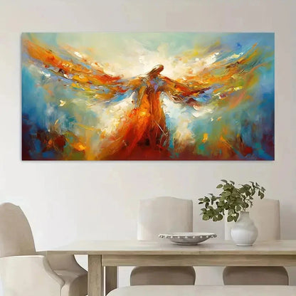 Abstract Angel Wings Vibrant Wall Art Canvas Office Home Room Framed 120x60cm
