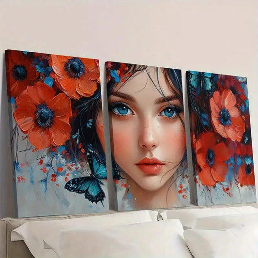 3pcs Original Dreamy Girl Abstract ER Wall Art Set Canvas Framed 40x60cm - High Quality Print 100% Australian Made Wall Canvas Ready to Hang