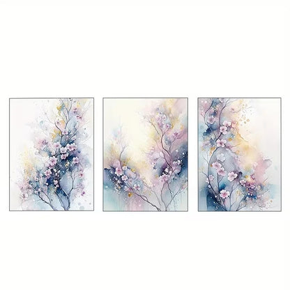 3pcs Gentle Pink Cherry Blossom Watercolor Art  Wall Art Set Canvas Framed 50x70cm - High Quality Print 100% Australian Made Wall Canvas Ready to Hang - Bella Home Decor