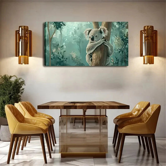 Modern Minimalist Sloth Tree Wall Art Canvas Office Home Room Framed 120x60cm