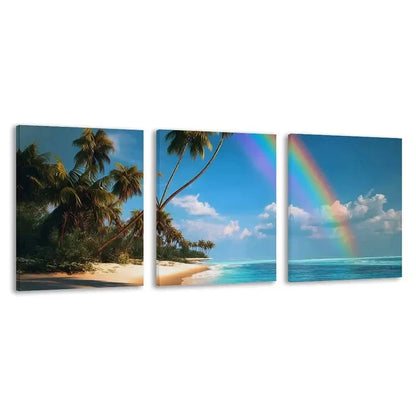 3pcs Australian Hyams Beach & Rainbow arches Wall Art Set Canvas Framed 60x90cm - High Quality Print 100% Australian Made Wall Canvas Ready to Hang - Bella Home Decor