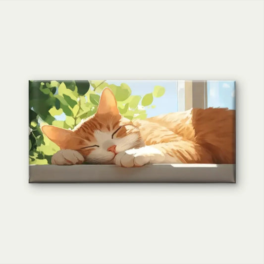 Cat Sleeps Window Wall Art Canvas Office Home Room Framed 120x60cm