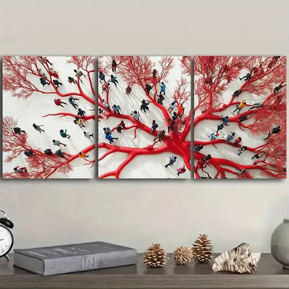 3pcs The red mycelium web Wall Art Set Canvas Unframed - High Quality Print 100% Australian Made Wall Canvas