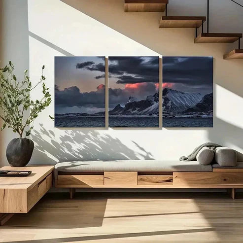 3pcs Volcano Mountain Natural landscape Wall Art Canvas Unframed - High Quality Print 100% Australian Made Wall Canvas