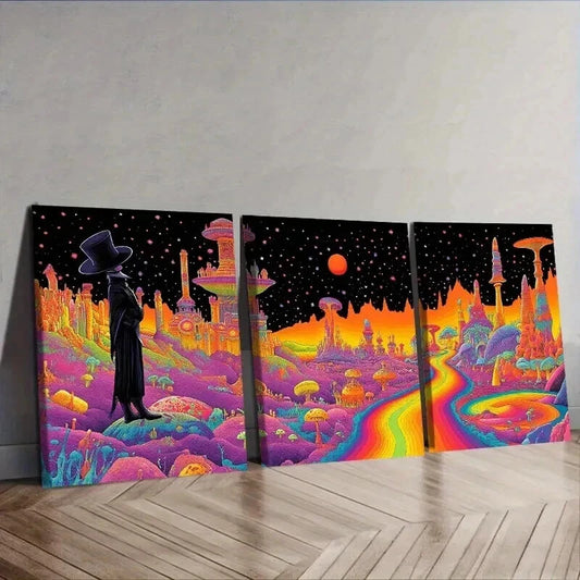 3pcs Strange place (1) Wall Art Set Canvas Framed 50x70cm - High Quality Print 100% Australian Made Wall Canvas Ready to Hang