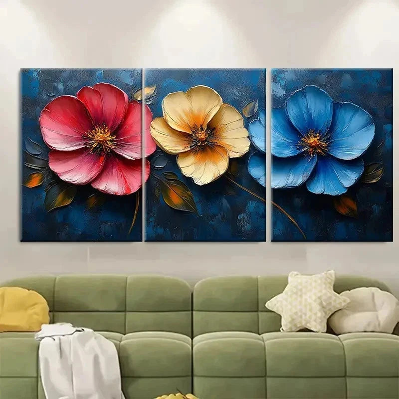 3pcs Abstract Colorful DF   Wall Art Set Canvas Framed 50x70cm - High Quality Print 100% Australian Made Wall Canvas Ready to Hang - Bella Home Decor